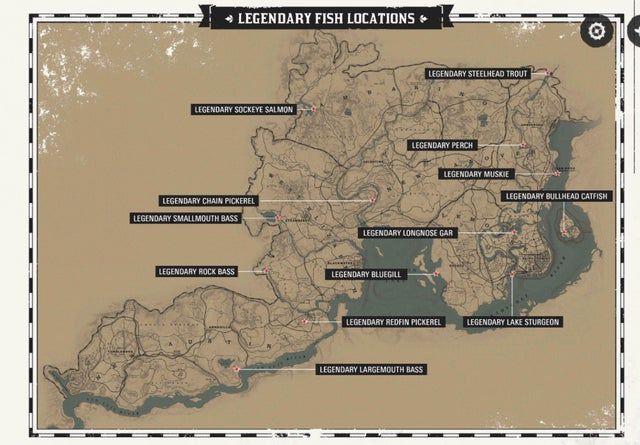 legendary fish locations map in red dead redemption game