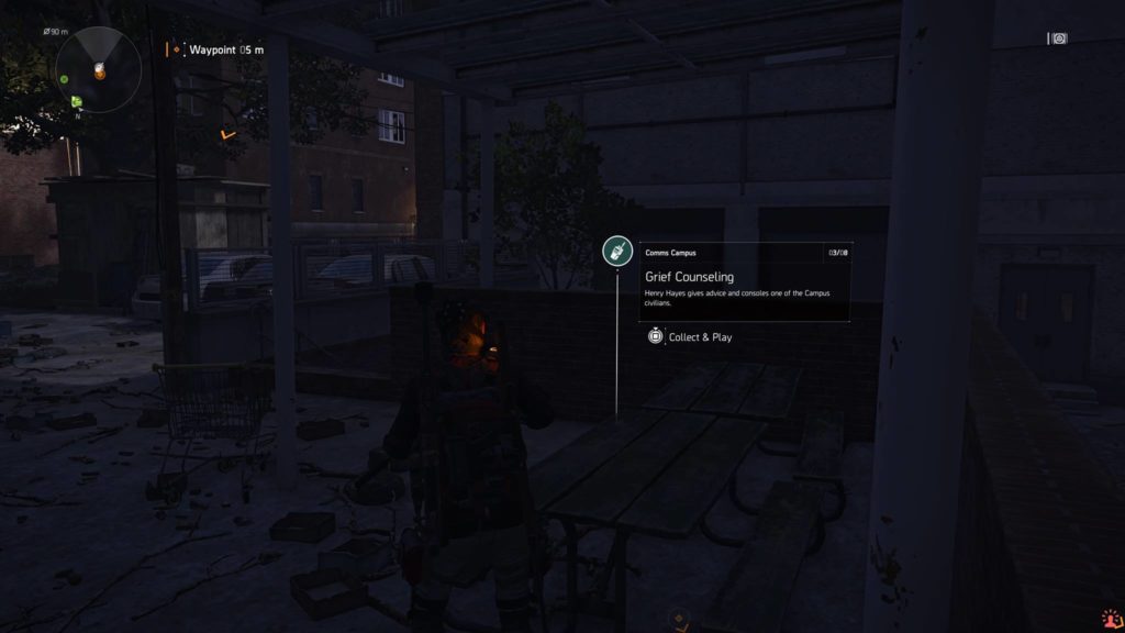 Division 2 Grief Counseling Campus Comm Collectible Location