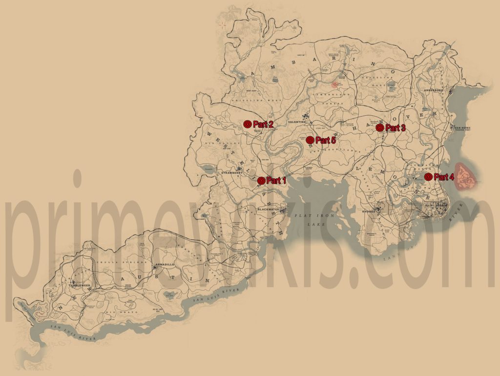 RDR2 Arcadia for Amateurs Locations Map