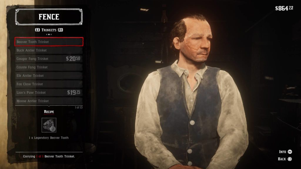 Red Dead Redemption 2 Beaver Tooth Trinket Crafting Guide