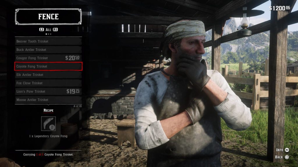 Red Dead Redemption 2 Coyote Fang Trinket Crafting Guide
