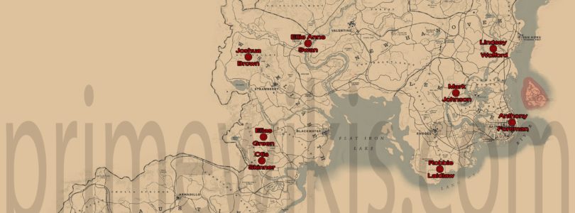 RDR2 All Bounty Hunts Locations Map