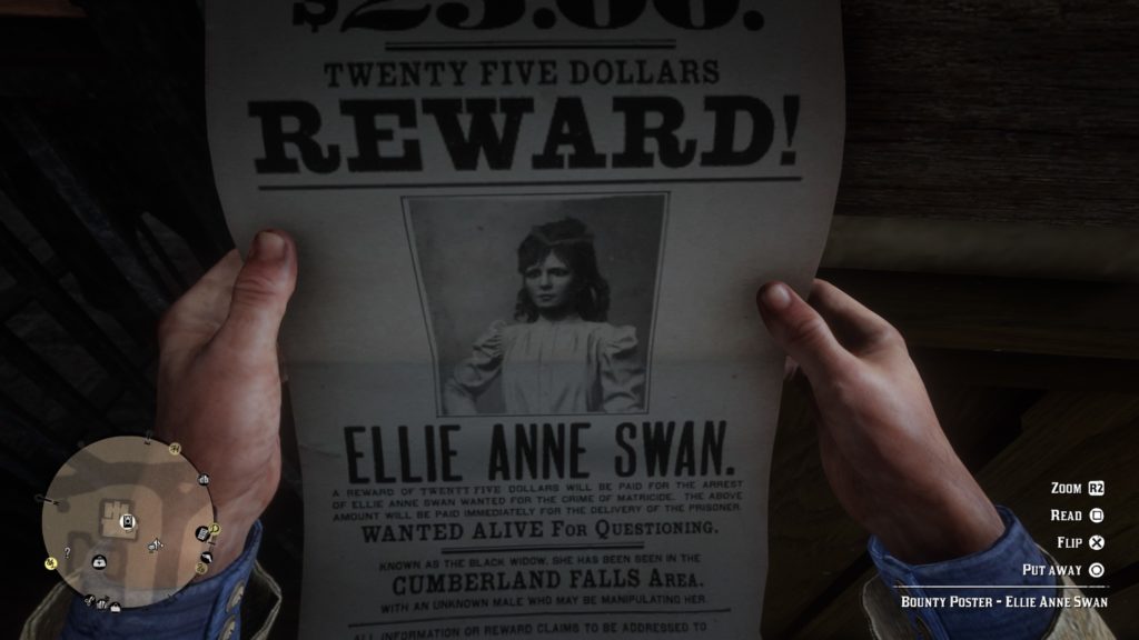 RDR2 Ellie Anne Swan Wanted Poster
