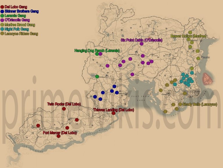 Gangs & Gang Hideouts Locations | Red Dead Redemption 2 Guide | PrimeWikis