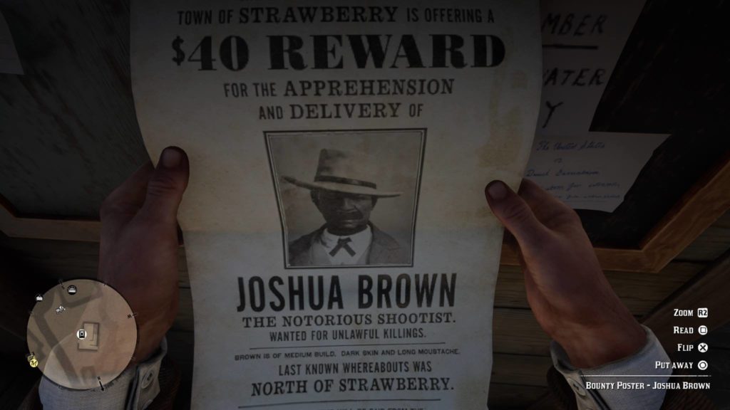 RDR2 Joshua Brown Wanted Poster