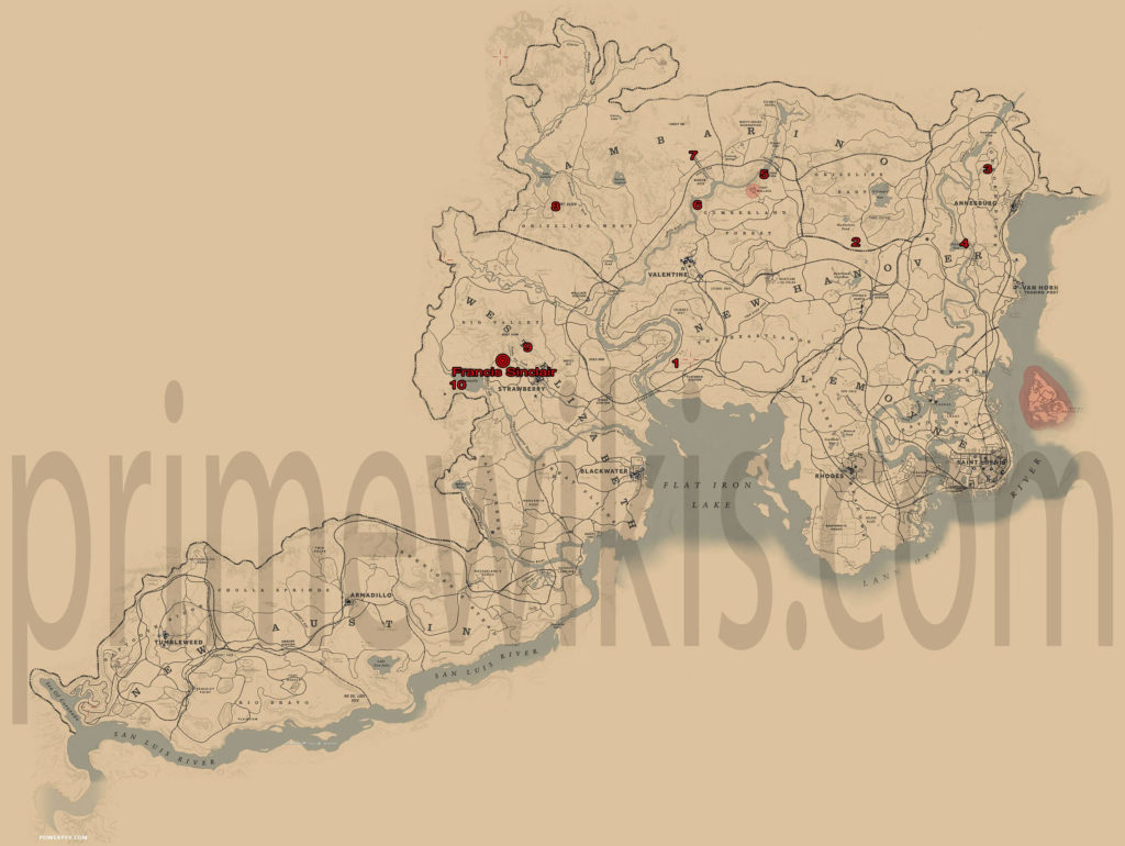 RDR2 All Rock Faces Collectibles Locations Map 